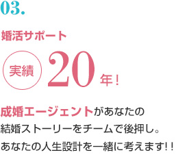 婚活サポート実績20年！